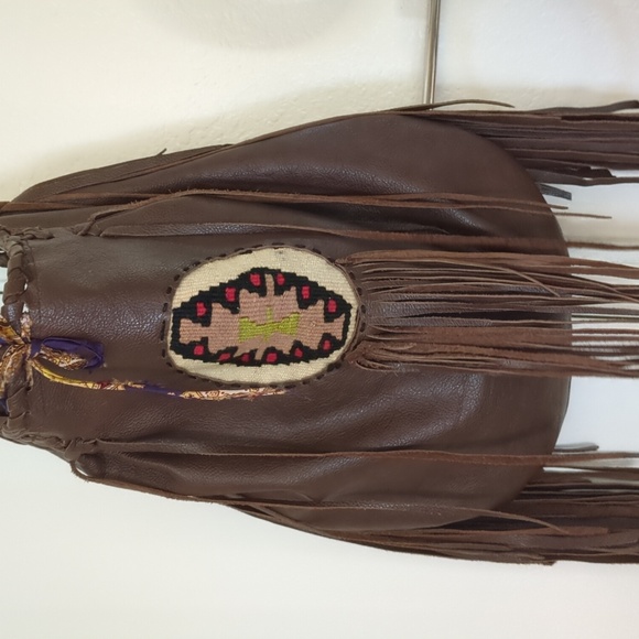 Leather Bohemian Brown Fringe Shoulder Bag - Picture 6 of 6